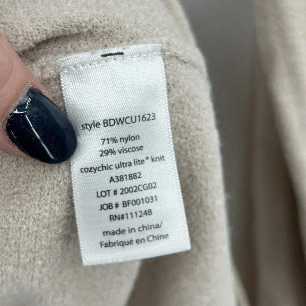 Barefoot Dreams Cozychic Ultra Lite Cowl Neck Pullover Sz 1X‎ Beige Plush Lounge